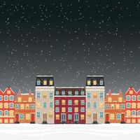 Scandi colorful houses. Scandinavian style city background vector