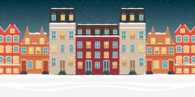 Scandi colorful houses. Scandinavian style city background vector