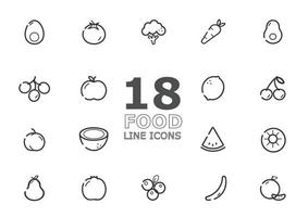 Set of fruit and vegetables icons isolated on light background. vector