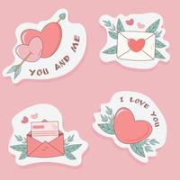 Collection of stickers for Valentines Day vector