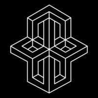 Optical illusion object, unreal geometric figures vector. Impossible shape. Sacred geometry. Optical art. vector