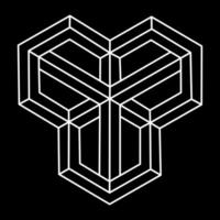 Unreal geometric figures. Impossible shapes logo design, optical illusion objects. Optical art figure. Sacred geometry. vector