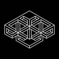 Impossible shapes logo design, optical illusion object. Optical art figures. Unreal geometric objects. vector