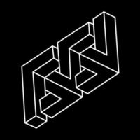Impossible optical illusion shape. Optical art object. Impossible figures. Sacred geometry. Line art. vector