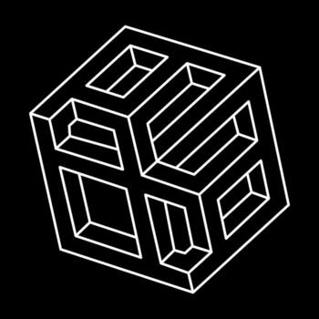 formas de ilusión óptica. objeto de arte óptico. figura imposible. arte lineal. objeto geométrico irreal. vector