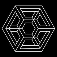 Optical illusion shape, geometric figures, impossible hexagon. Optical art object. vector
