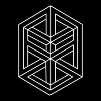 Impossible shapes logo design, optical illusion object. Optical art figures. Sacred geometry. vector
