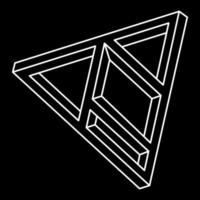 Impossible shapes. Line design triangle. Isolated on a black background. Vector illustration. Optical illusion objects. Optical art. Geometric figures.