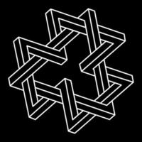 Impossible optical illusion figure. Optical art objects. Impossible shapes. Line art. Geometric figures. Sacred geometry. vector