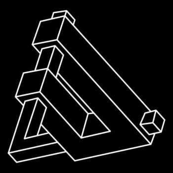 Optical illusion shapes. Impossible objects. Optical art figures. Line art. Geometry. vector