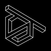 Impossible objects. Line geometric shape. Optical illusion figure. Line art. Optical art. vector