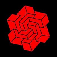 Paradox geometry. Optical illusion objects. Sacred geometric figures. Op art. Modern logo. Impossible shapes. vector