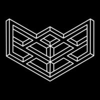 Impossible shapes logo design, optical illusion object. Optical art. Geometric figures. vector