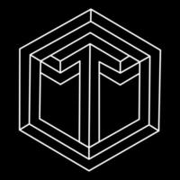 Impossible hexagon. Line design. Impossible shape. Optical illusion object. Optical art. vector