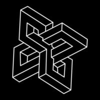 Impossible optical illusion shapes. Optical art object. Impossible figures. Sacred geometry. vector