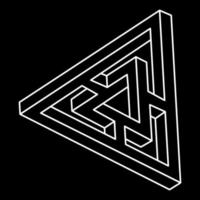 Impossible shapes. Geometry. Line design. Isolated on a black background. Vector illustration. Optical illusion objects. Optical art figures.