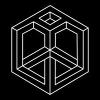 Impossible shapes. Web design elements. Unreal geometric figures. Optical illusion objects. Line design hexagon. Optical art. vector