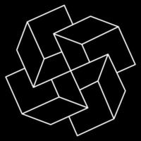 Unreal geometric figures. Optical illusion shapes. Impossible objects. Optical art figures. Line art. vector