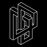 Impossible objects. Line geometric shapes. Optical illusion figures. vector