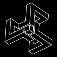 Impossible optical illusion shape. Optical art object. Impossible figure. Unreal geometry. vector