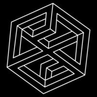 Impossible cube. Line design. Impossible shapes. Optical illusion objects. Optical art. vector