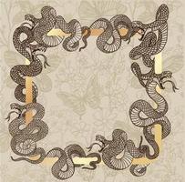 fondo arte serpiente y flor dibujo y boceto color vintage vector