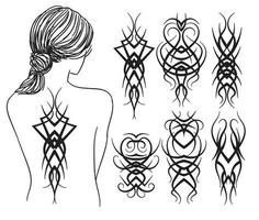 estilo de arte del tatuaje colección de tatuajes tribales dibujo y boceto en blanco y negro vector