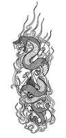 arte del tatuaje serpiente y pistola dibujo a mano y boceto en blanco y negro vector