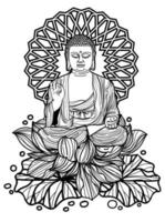 Tattoo art buddha china design on lotus hand drawing and sketch vector
