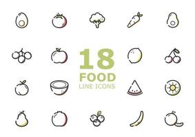 Set of fruit and vegetables icons isolated on light background. vector