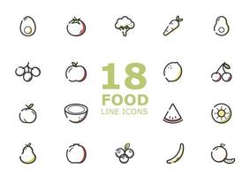 Set of fruit and vegetables icons isolated on light background. vector