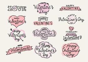 Happy valentine day type festive elements collection vector