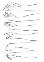 Hand and arm sketch and drawing black and white vector