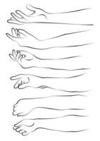 Hand and arm sketch and drawing black and white vector