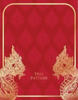 Thai pattern traditional illustration red and gold vector