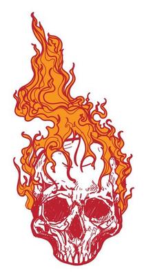 Skull tattoo art with fire drawing sketch