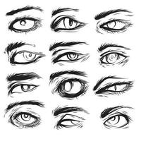 eye hand drawing and sketch black and white vector