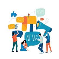 Email news, subscription, promotion flat vector illustration. Online news, news update, information about activities, events, company information and announcements design for mobile and web graphics