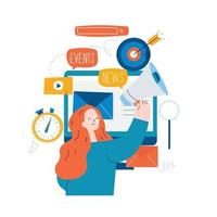 E-mail news, subscription, promotion flat vector illustration. Online news, news update, information about activities, events, company information and announcements design for mobile and web graphics