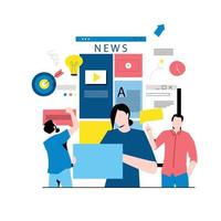 Online news content, headlines, news update, news website, electronic newspaper flat vector illustration. News webpage, information about activities, events, company announcements and information