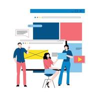 Digital content management, creating engaging online content, online news flat vector illustration design for mobile and web graphics. Website optimization, web content development concept