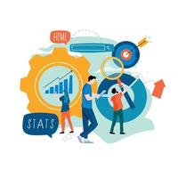 Business statistical data analysis, SEO, project management, market research flat vector illustration design for mobile and web graphics. Financial auditing report concept