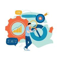 Business statistical data analysis, SEO, project management, market research flat vector illustration design for mobile and web graphics. Financial auditing report concept