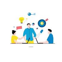 Business meeting flat vector. Business people discussion, team work, business people working together, innovative business approach concept for mobile and web graphics vector