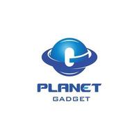 plantilla de diseño de logotipo de gadget de planeta letra g vector