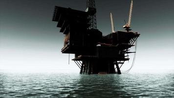 old abandoned sea rusty drilling platform video