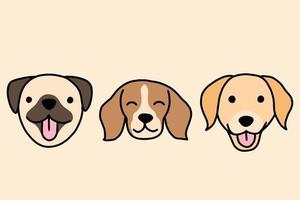 Set Cute Puppy Puppies Dog Pet Cartoon illustration vector