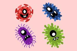 Set Colorful bacteria virus germs make sick cartoon illustration vector