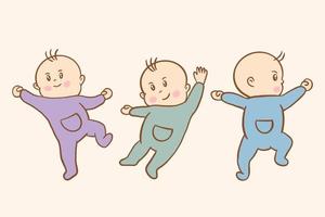 Set Cute Baby Babies Boy Cartoon Flat collection illustration vector