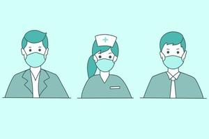 Set Medical Doctor nurse Hospital Patient Pharmacy Emergency Team illustration vector